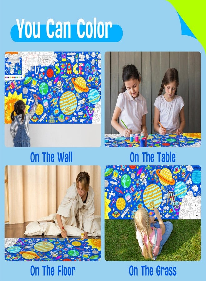 SpriteGru Universe Coloring Poster, Large Coloring Activity Paper 75” x 31” Jumbo Size Space-Themed Paper DIY Painting Drawing Banner/Tablecloth for School, Wall Decor - Image 3